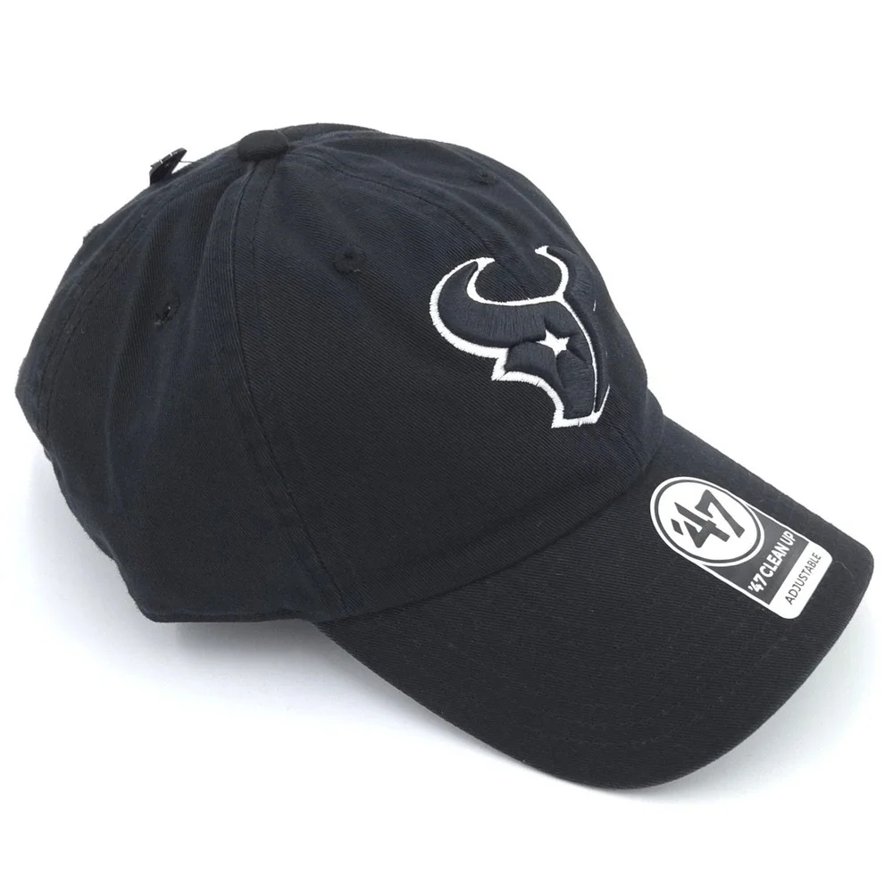 47 Brand Houston Texans Hat Mens Black Clean Up Adjustable Strap Cap OSFA  NWT